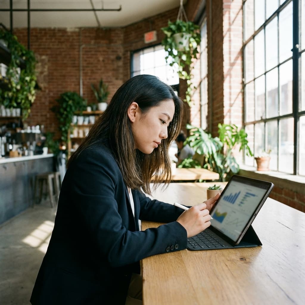 Asian business person usage ipad