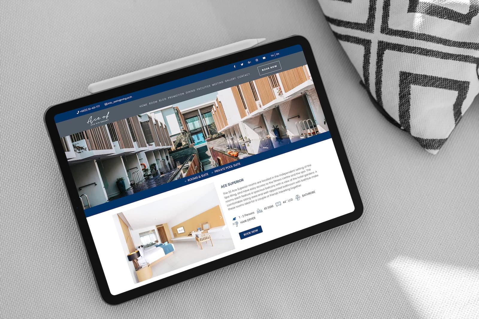 Hotel website preview – Accommodation page
